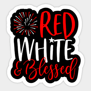 Red White Blessed 4th of July Cute Patriotic America Sticker